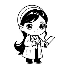 Cute vector illustration Physician doodle for toddlers worksheet