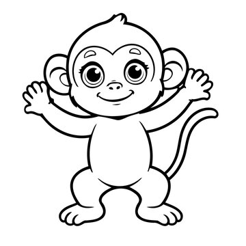recommend clip art: Simple vector illustration of Monkey outline for colouring page