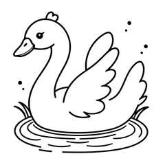 Simple vector illustration of Swan drawing for children page