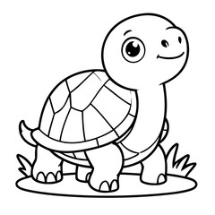 Vector illustration of a cute Turtle doodle colouring activity for kids