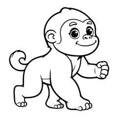 Cute vector illustration Gorilla drawing for colouring page
