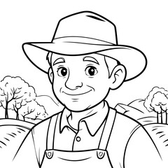 Cute vector illustration Farmer hand drawn for toddlers