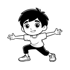 Cute vector illustration Boy drawing for children page