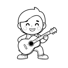 Simple vector illustration of Guitarist for kids coloring page