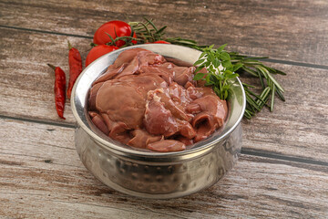 Raw chicken liver in the bowl