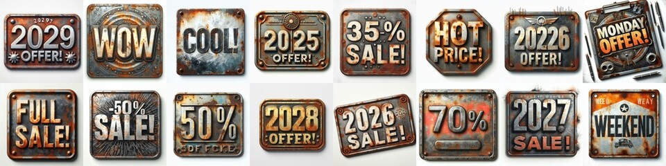 Sale label Metal grunge and rusty. AI generated illustration
