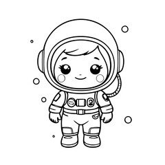 Vector illustration of a cute Astronaut drawing for kids page