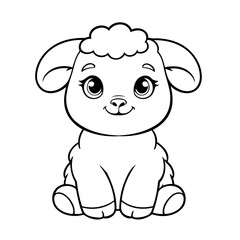 Simple vector illustration of Sheep for kids coloring page