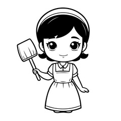 Cute vector illustration Housekeeper for kids coloring activity page
