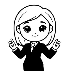 Simple vector illustration of BusinessWoman drawing colouring activity