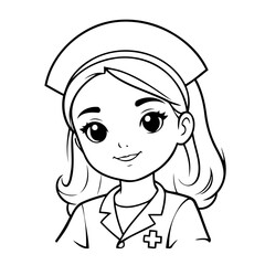 Simple vector illustration of Nurse outline for colouring page