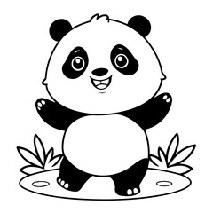 Vector illustration of a cute Panda drawing for kids colouring page