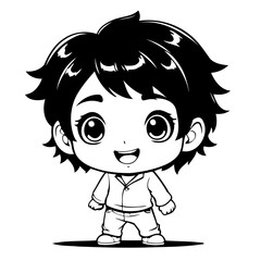 Cute vector illustration Chibi doodle black and white for kids page