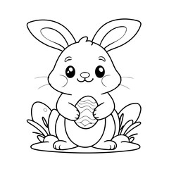 Cute vector illustration Bunny drawing colouring activity