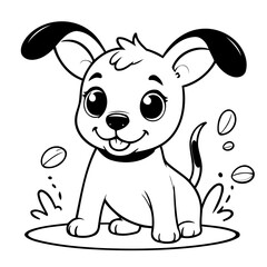 Cute vector illustration Puppy drawing for kids colouring activity