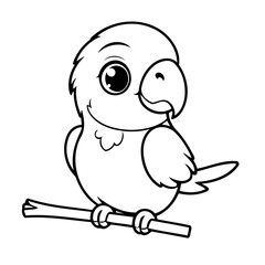 Vector illustration of a cute Parrot drawing for kids page