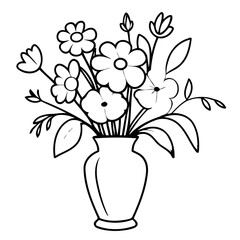 Vector illustration of a cute Flowers drawing for toddlers colouring page