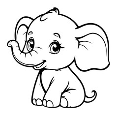 Simple vector illustration of Elephant for kids coloring page