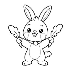 Cute vector illustration Bunny drawing for kids colouring page