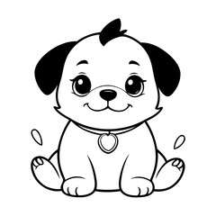 Vector illustration of a cute Puppy drawing for toddlers coloring activity