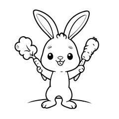 Cute vector illustration Bunny drawing for children page