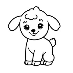 Vector illustration of a cute Poodle doodle for kids colouring page