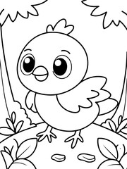 Vector illustration of a cute bird doodle colouring activity for kids