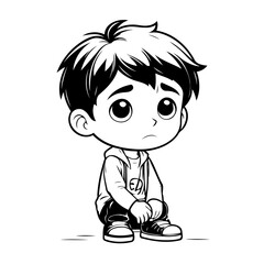 Simple vector illustration of Boy drawing for kids page