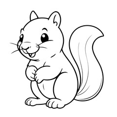 Simple vector illustration of Squirrel for kids coloring page