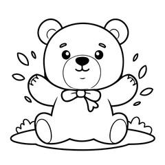 Cute vector illustration Bear drawing for colouring page