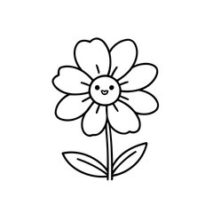 Cute vector illustration Flower drawing for kids colouring page