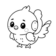 Simple vector illustration of Kawaii drawing colouring activity