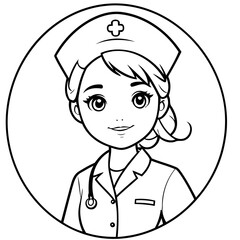 Cute vector illustration Nurse drawing for toddlers coloring activity
