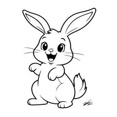 Cute vector illustration Rabbit drawing for kids page