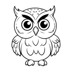 Vector illustration of a cute Owl drawing for colouring page