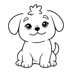 Vector illustration of a cute Maltese doodle for kids coloring worksheet