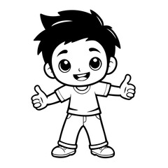 Cute vector illustration Boy drawing for toddlers book