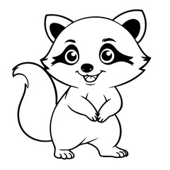 Simple vector illustration of Raccoon drawing for children page