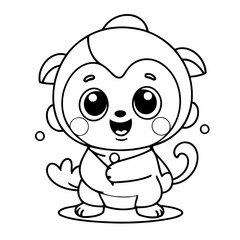 Simple vector illustration of Kawaii for toddlers colouring page