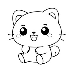 Simple vector illustration of Kawaii for kids coloring page