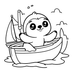 Obraz premium Simple vector illustration of Sloth drawing for toddlers colouring page
