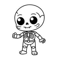Simple vector illustration of Skeleton drawing for kids colouring page