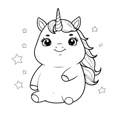 Cute vector illustration Unicorn doodle for kids colouring page