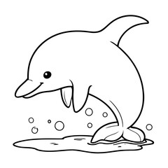 Cute vector illustration Dolphin doodle for kids coloring worksheet