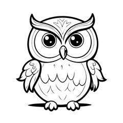 Simple vector illustration of Owl drawing for kids colouring page