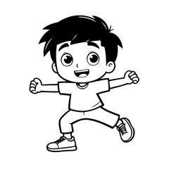 Cute vector illustration Boy doodle colouring activity for kids