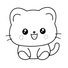 Simple vector illustration of Kawaii drawing for toddlers coloring activity