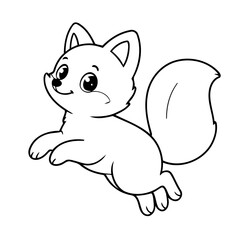 Vector illustration of a cute Fox drawing for children page
