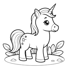 Cute vector illustration Unicorn drawing for children page
