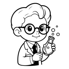 Simple vector illustration of Scientist for toddlers colouring page